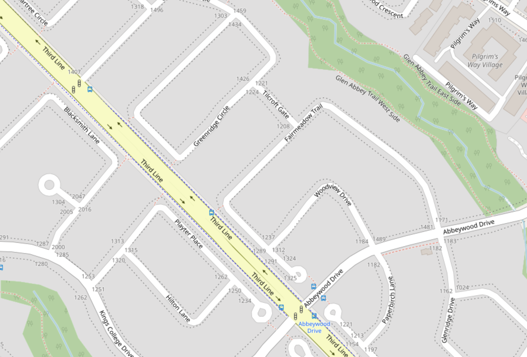 Fairmeadow Trail, the location of the attempted burglary | Openstreetmap